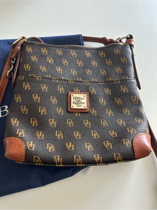Dooney & Bourke Handbags - Dooney & Bourke Brown and Tan Monogram Crossbody